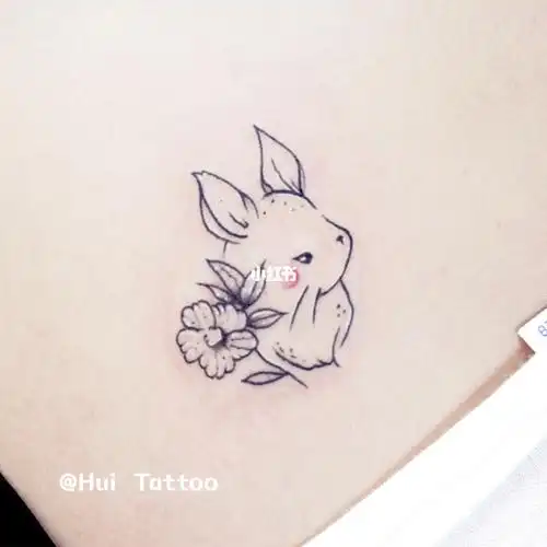 纹身#脚踝纹身#后背纹身#小清新纹身#兔子纹身#女生纹身#花花纹身