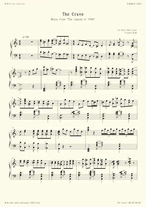 钢琴谱:the crave(海上钢琴师插曲)
