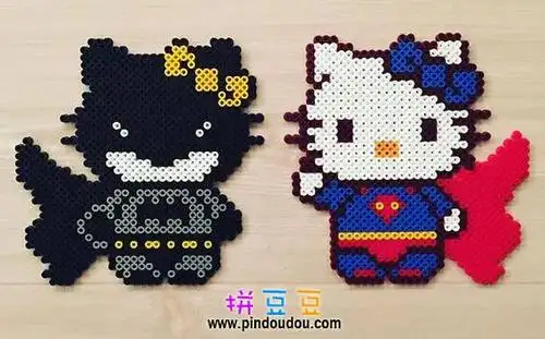 拼豆蝙蝠侠大战超人 kitty版--拼豆豆图纸分享网站,拼豆图纸,拼豆豆