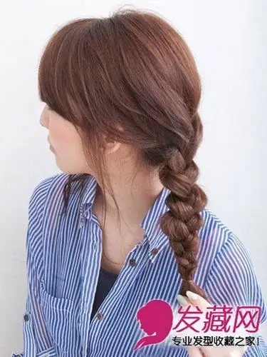 【图】中长发编发造型 卷发刘海更添女人味(6)_中长发型_发藏网