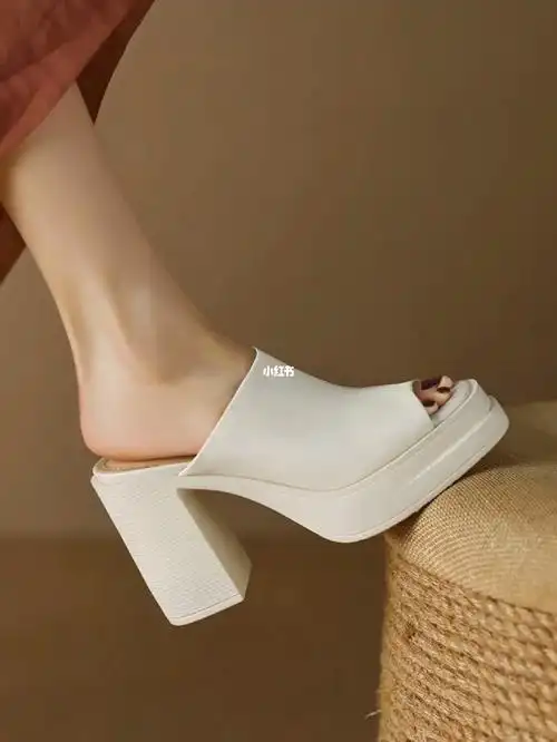 白色高跟鞋女防水台一字拖鞋女外穿