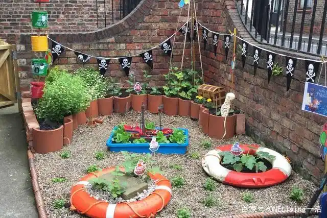 创意旧物改造利用的学校儿童花园