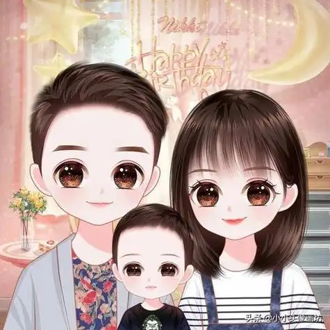 你的头像该换了一家三口亲子头像真人照片变卡通头像