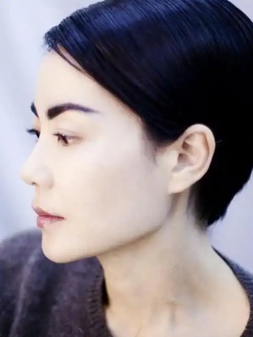 王菲早期照片,鼻梁低塌,鼻头肥大比较明显,但对于那个时代的歌手来说