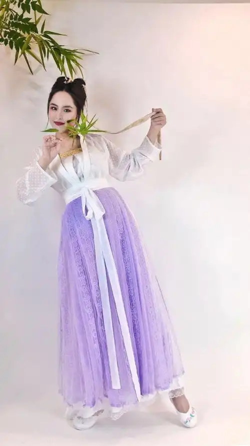 清仓5折不退不换已折后价素念原创紫色银丝蕾丝马面裙汉服无内衬