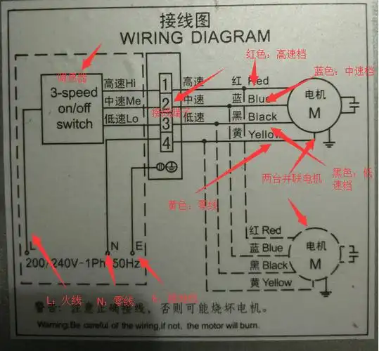控制电机速度的,不是l(火线),火线只是供电,控制电机速度的是调速器