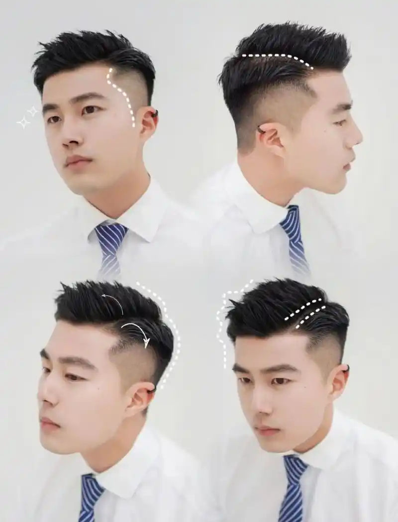 男士发型推荐/男士港风三七侧背头 男士清爽短发/港风侧背发型/清爽