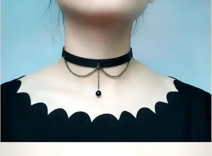 皮质项圈韩版黑色颈部装饰 短款脖项链颈链朋克女颈带饰品锁骨链