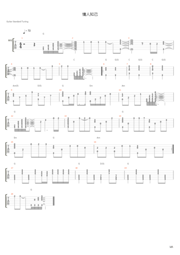 情人知己吉他谱