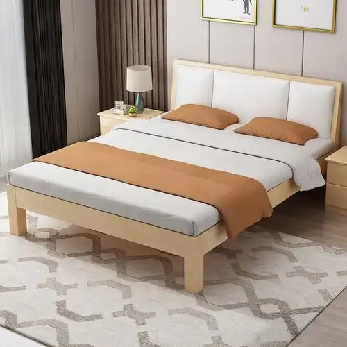 [满300减50]实木床现代简约1.5米新款双人床1.8米经济型出租房床架1.