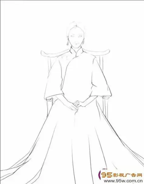 简笔画中国婚服