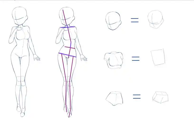 动漫女性人体【体块画法】【下】