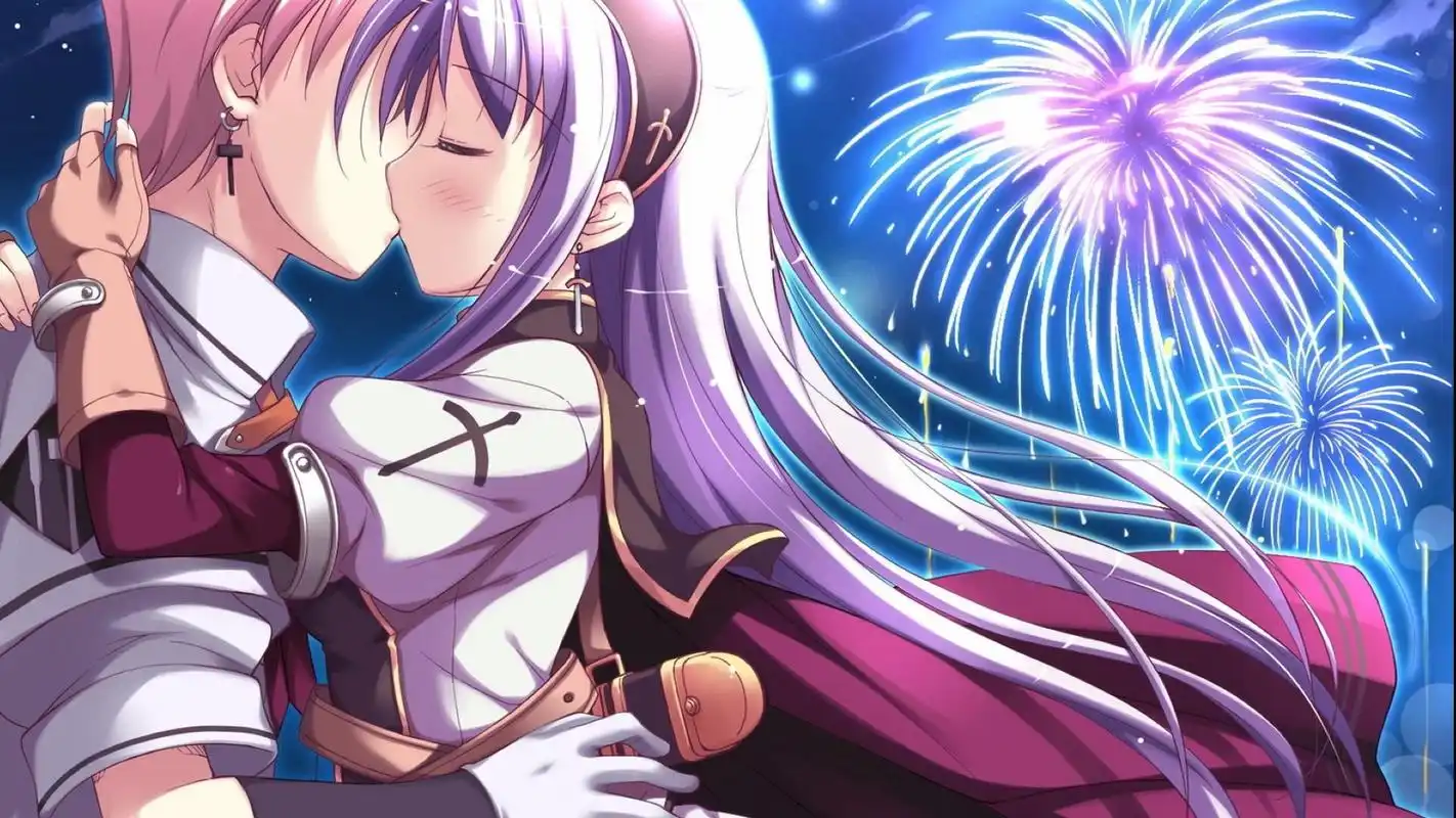 首页 桌面壁纸 情人节主题动漫甜蜜情侣亲吻高清电脑桌面壁纸上一张下