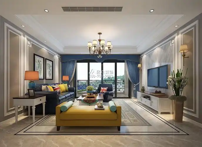 卓辉金色外滩140平米欧式平层装修设计效果图-居众装饰