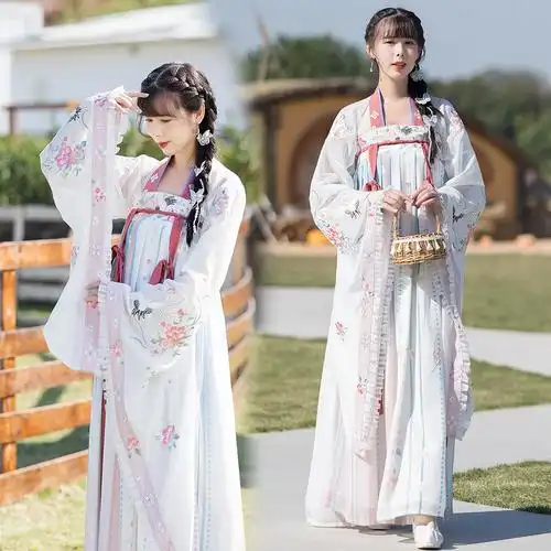 春季新款大袖衫汉元素齐胸两件套甜美仙女汉服套装