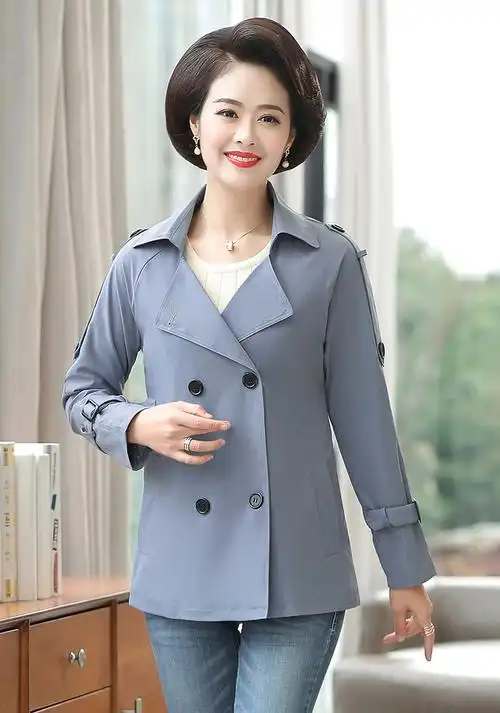 妈妈短款风衣中年女装洋气上衣2019新款春秋装薄款外套30岁40外衣