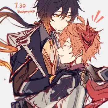 摸点公钟_原神达达利亚钟离公钟绘画作品