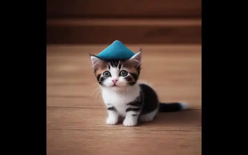 戴着小帽子的萌萌小猫咪