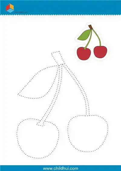 连线并填色樱桃