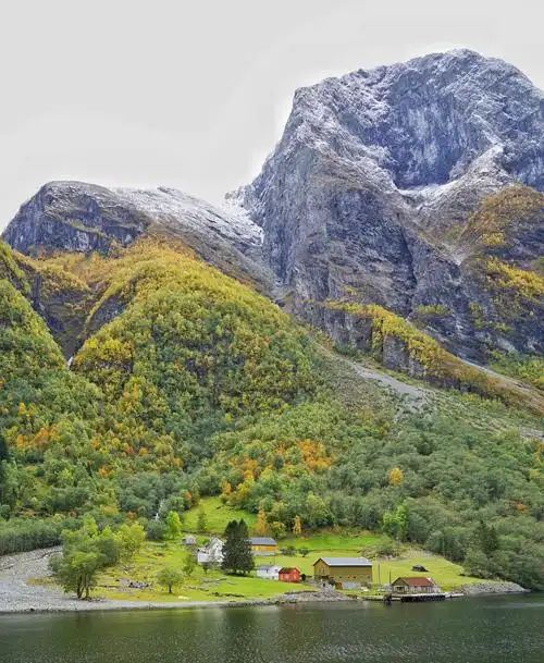 这几户人家背靠的大山,风景奇美.