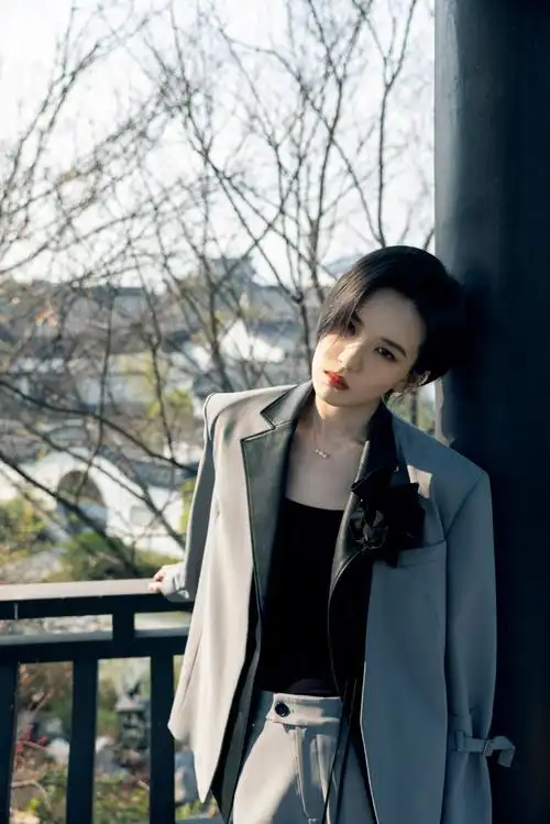 陆柯燃国剧盛典灰黑西装造型