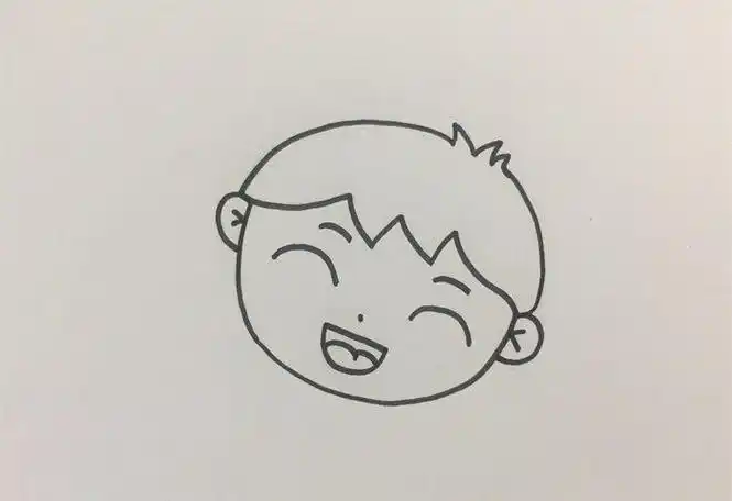 张开嘴巴的小男孩简笔画
