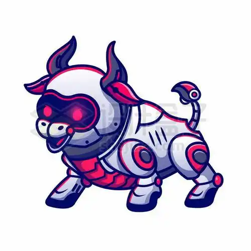 眼睛发红光的卡通机器牛机器人机械动物5861773矢量图片免抠素材