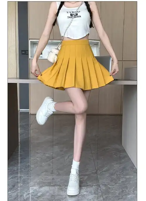 实拍西装面料2024大码女装新款春夏装胖妹妹简约百搭百褶裙半身