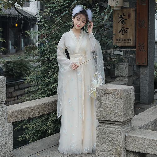 原创汉服女古风广袖流仙裙改良版连衣裙古装民族舞蹈仙气春秋套装