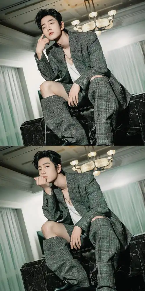 gucci红毯##肖战大背头破洞西装造型