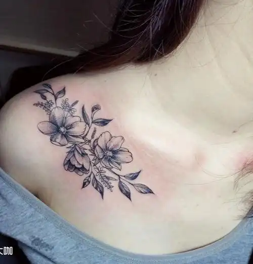 锁骨小花_纹身图案手稿图片_杜先生的纹身作品集