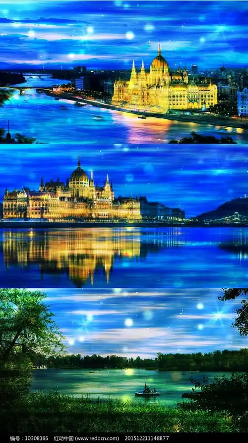 纯音乐蓝色多瑙河舞台背景视频