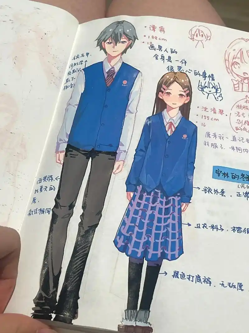 太冷了给宝宝们画新校服 #手绘 #画画 #最近画的一些画 # - 抖音