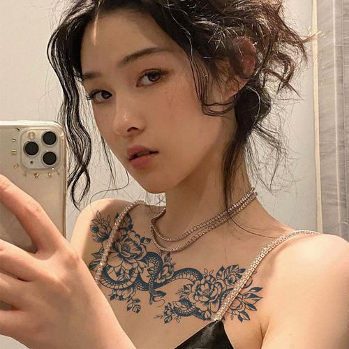 支持国货密特骄纹身贴花臂性感火辣大图案草本纹身贴暗黑系胸口手臂