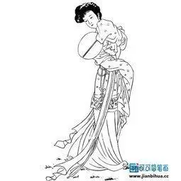 简笔画人物古代公主 仕女水彩人物上色教程图片画古代美女背影简笔画