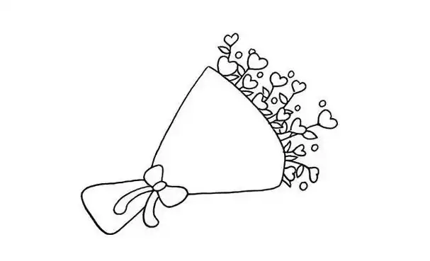 学画一束爱心鲜花简笔画步骤图解教程