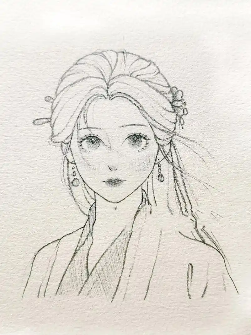 古风人物线稿教程~含步骤图 画个古风美女子吧~ 参考图片: 手绘工具:0