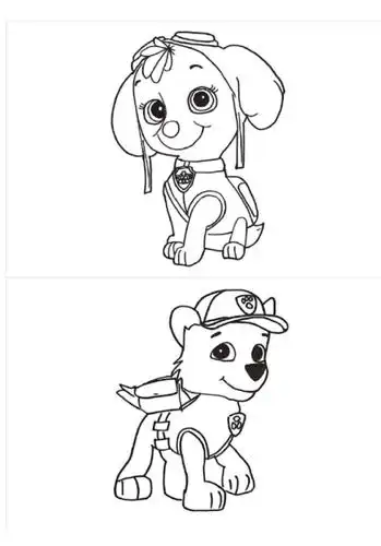 汪汪队涂色简笔画大全整合版高清无水印