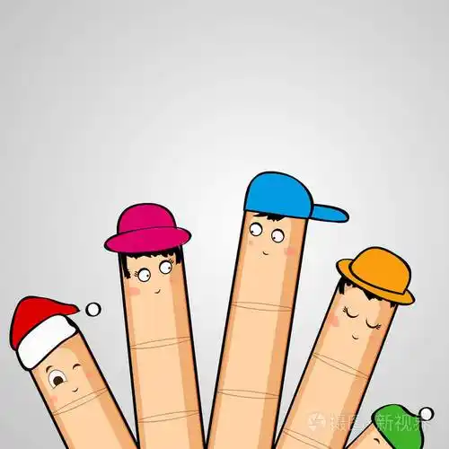 带帽子和可爱脸的矢量手手指插图