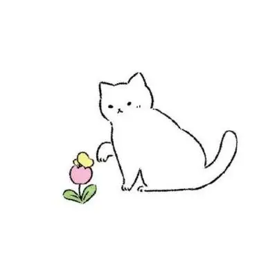 白底小图标可爱喵咪头像,头像周围白色中间小图简约闺蜜头像