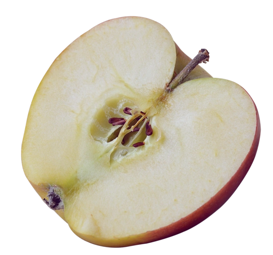 用刀切开的半个红苹果图片