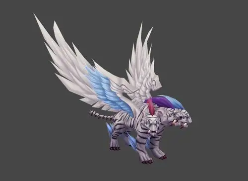 仙侠 白虎 三头虎 白翅膀 3d模型