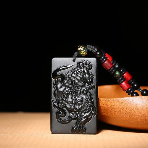 黑曜石貔貅吊坠 男士水晶貔恘项链女款 复古冰种皮丘霸气 乌金款