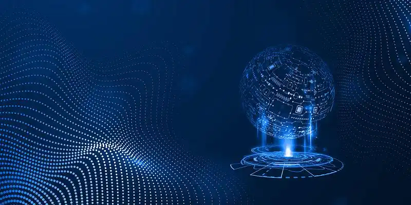 蓝色渐变科技感地球城市科技地球