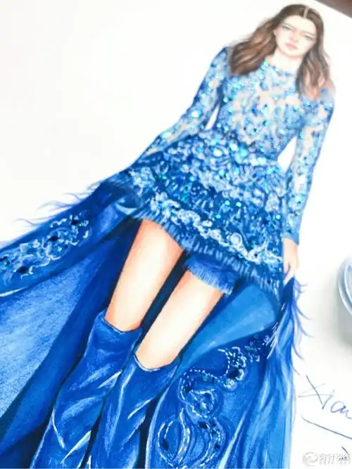 蓝色礼服步骤图 - 服装画/服装设计手稿 - 穿针引线服装论坛