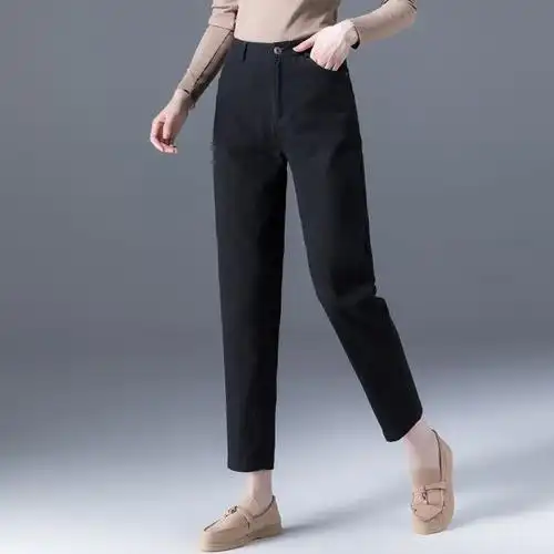 黑色哈伦裤女秋季新款宽松女裤休闲裤女士裤子显瘦百搭九分萝卜裤