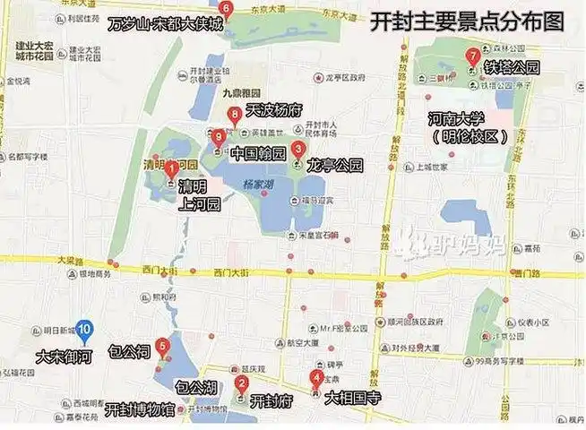 开封旅游景点分布图