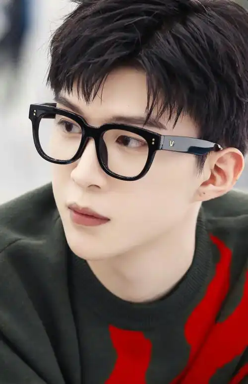 范丞丞眼镜男潮网红街拍黑色眼镜女青年学生素颜装饰眼镜粗框平光镜男