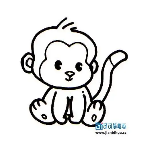 卡通动物猴子头像简笔画