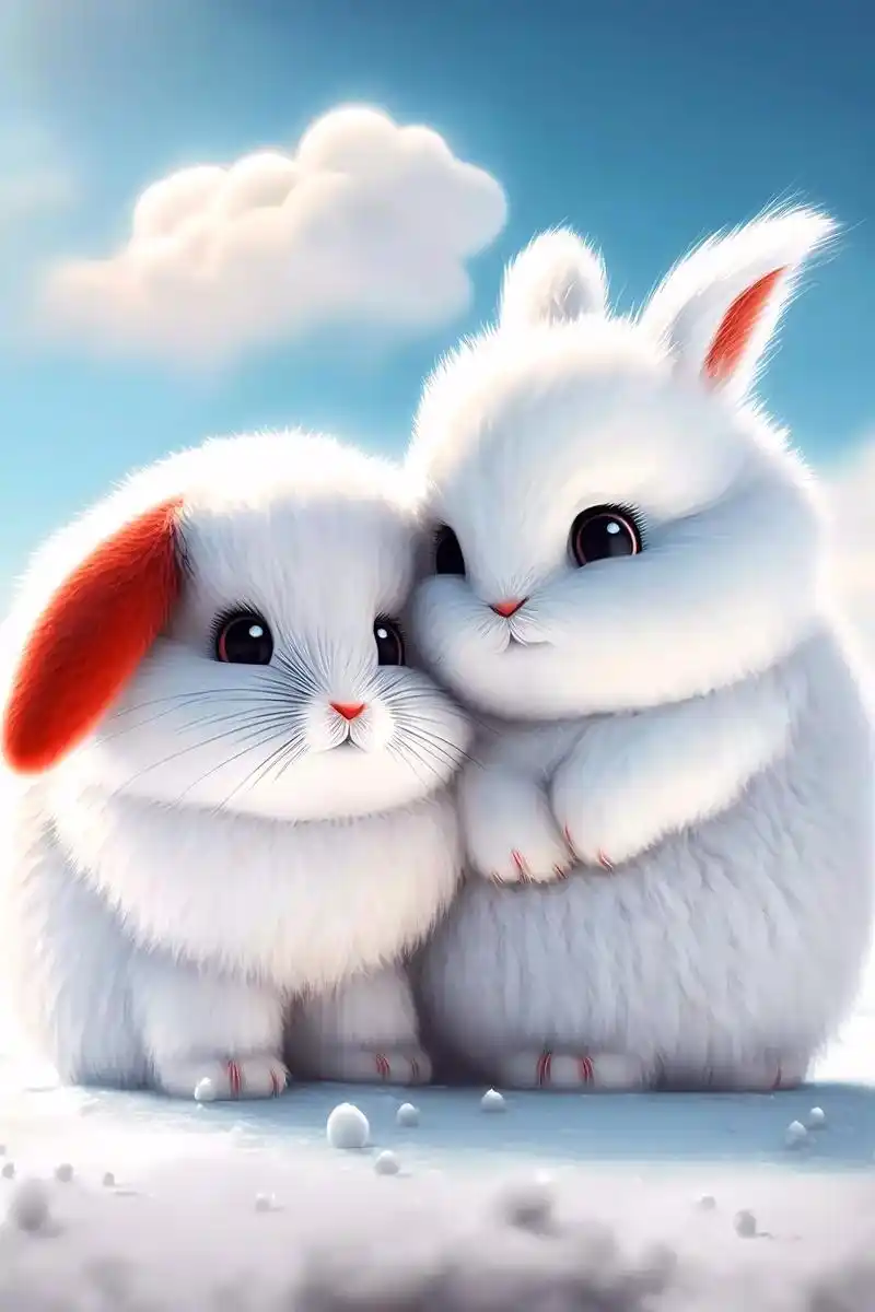 "两人,一心,天荒地老".可爱的萌宠小兔子来了,高清壁纸任你选!